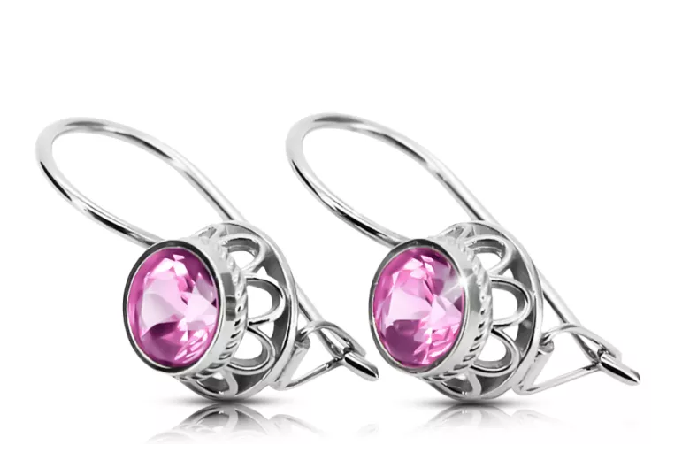 Vintage craft Earrings Amethyst Sterling silver 925 vec117s